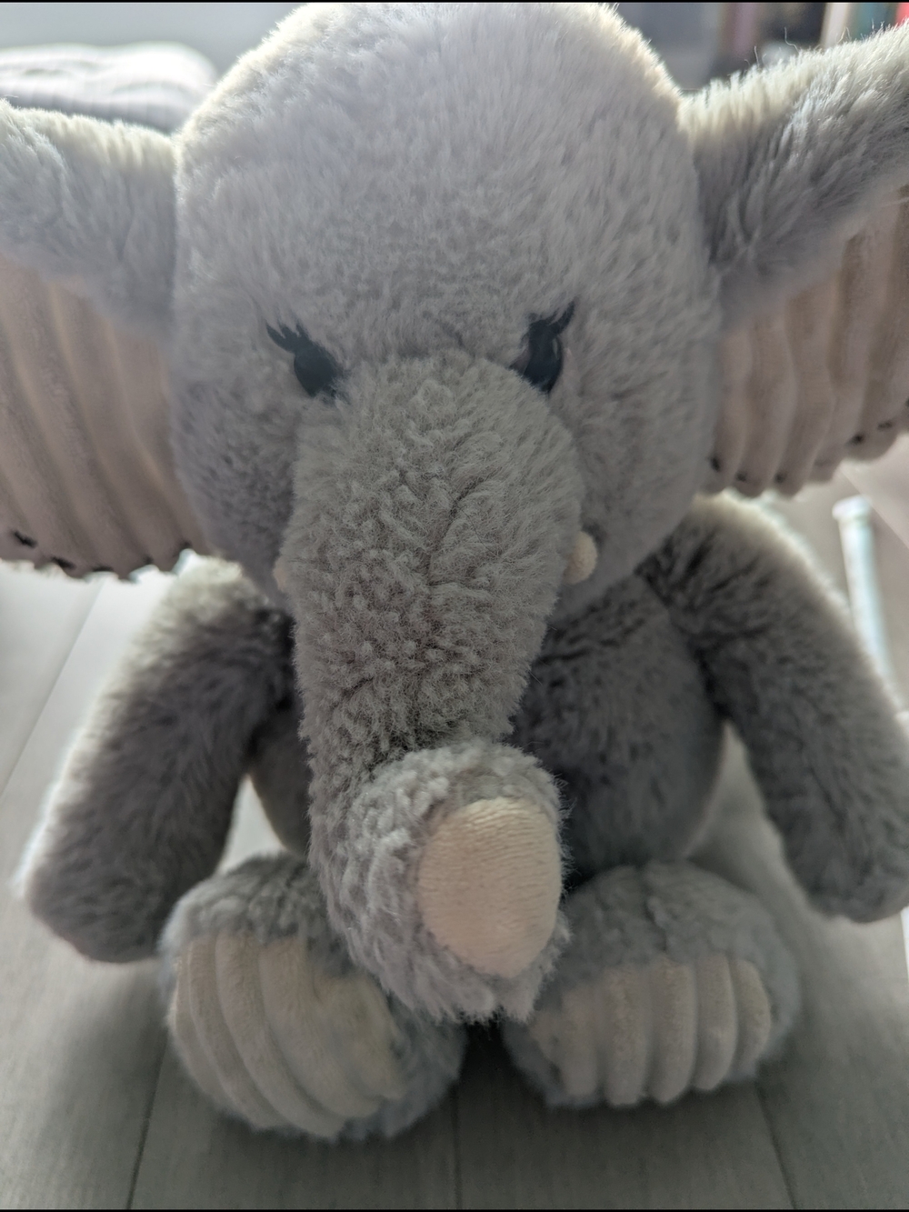 Aroma Home Plush Elephant in Light Gray Fur